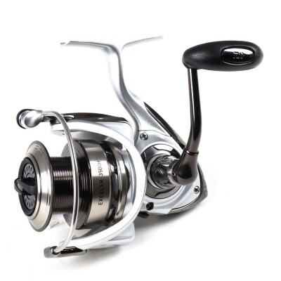 Daiwa Exceler EXE Spinning Reels are designed to perform at higher standards with Hardbodyz body design, air rotor, and air bail. These reels are sure to provide a smooth and impeccable performance. Daiwa Exceler Spinning Reels: Aluminum HARDBODYZ AIR ROTOR System Daiwa Digigear 6.0:1, 5.7:1 & 5.6:1 Gear ratios Machined Aluminum Handle Arm Protrusion Free AirBail 4BB + 1RB ABS Aluminum Spool Infinite Anti-Reverse Smooth, long-lasting and quiet Oscillation Lifetime Bail Spring