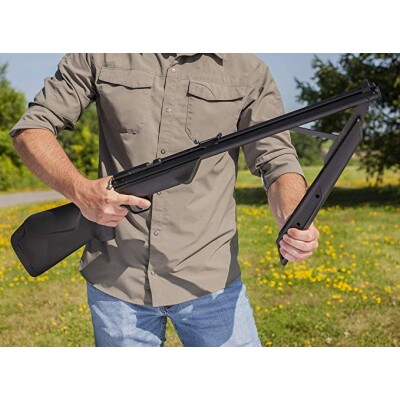 The Benjamin 392S Air Rifle is known for its performance and dependable accuracy. This .22 caliber variable pump features a sleek and lightweight synthetic Monte Carlo stock and fully rifled brass barrel. With velocities up to 685 fps for lead pellets, and up to 800 fps with alloy pellets, this rifle is perfect for small game and pests but equally as good for back yard target practice. Fully adjustable rear sights will help you zero in on your target or you can use the B272 intermount to attach a scope.