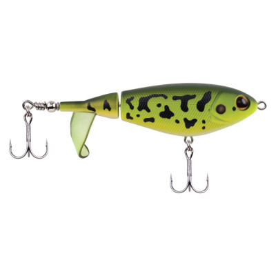 KUNSTAAS BERKLEY BHBCP90-MFF Choppo 3.5" MF Frog Hard Bait (BHBCP90-MFF) by Berkley®. Whether you are a weekend warrior or a seasoned pro, this easy to use top water lure is designed to deliver explosive top water action. Chunk and Wind the Berkley™ Choppo around cover and in open water for a serious waking action. The Choppo's durable tail propeller won't melt in your tackle box and the enhanced surface area provides more sound and spray. The precision balance of the bait ensures that it's action begins immediately and it swims straight at a variety of speeds. Specifications: Length: 3.5" / 90 mm Weight: 90 (1/2 oz.) Color: MF Frog Hook Size: 5 Number of Hooks: 2 Pieces Swimming Depth: Topwater