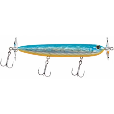 KUNSTAAS BERKLEY SPIN ROCKET BHBSR110-OGB Berkley BHBSR110-OGB Spin Rocket OG Blue 4.25" 1/2oz Topwater Fishing Lure Designed to the exact specs of topwater fishing expert and Elite Series pro, Justin Lucas, the Berkley Spin Bomb Prop Bait is ideal for those situations when the bass are up shallow feeding on baitfish and bluegill. Built with a smaller baitfish inspired body shape, the Berkley Spin Bomb Prop Bait features two large cupped plastic propellers that donāt require any tuning and spray the maximum amount of water at any speed thanks to their enhanced surface area. The Berkley Spin Bomb Prop Bait works extremely well with a twitch and pause retrieve but also works great reeled at a steady speed across the surface. Equipped with Berkleyās super sharp Fusion 19 treble hooks, the Berkley Spin Bomb Prop Bait is offered in a wide range of highly realistic colors to match the hatch anywhere in the country.