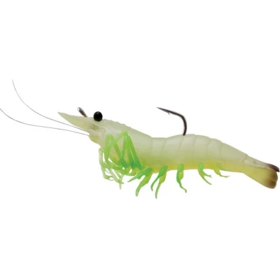 KUNSTAAS LIVE TARGET SSF75SK913 SOFT SHRIMP The rigged shrimp has taken the us saltwater community by storm. Shrimp are the single most important forage for all saltwater game fish including trout, redfish, flounder, snook, and tarpon. The rigged shrimp is designed to mimic a live shrimp swimming in a forward motion. It can be cast and retrieved, or fished. Under a popping cork. a built in rattle generates the ‘clicking' sound shrimp make while swimming.