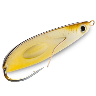 KUNSTAAS RAPALA RMSR08 RFSH Rattlin' Minnow Spoon® features a unique construction that combines the silhouette of a minnow with the action of a spoon. Wide, irregular sweeping action to create flash. Internal rattle chamber emits additional noise and vibration. Built with a heavy-duty single hook and a weed guard to be fished even in heavy cover. Balanced flutter on the drop with irregular kicks and strong body roll. Wide Sweeping Action Internal Rattle Chamber Heavy-duty Single VMC® Hook Weedless Design