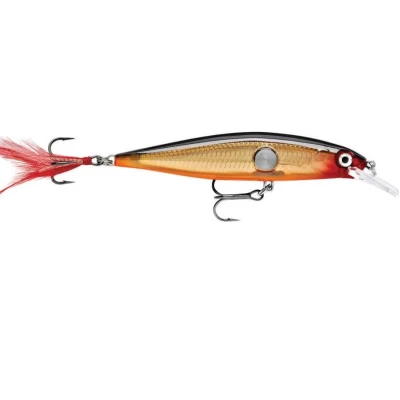 KUNSTAAS RAPALA CNM11 G Clackin 'Minnow is a slowly sinking wobbler in the shape of a fish, presenting the action of "wounded fish". Available in two sizes: No. 9 and No. 11 and ten color versions. Characteristic, rhythmically tapping rattle, Rudder facilitating swimming, Slowly sinking