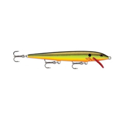 KUNSTAAS RAPALA F11 BHO The Rapala Original Floating 11 Fishing Lure is the one that started it all and is still the number one "go-to!" Whether twitched on top as surface bait, retrieved as a shallow runner, weighted with a split shot for medium depth or bottom walked off a 3-way swivel or bottom bouncer, the wounded minnow action continues to be irresistible to fish everywhere. It features premium black nickel VMC hooks and is hand tuned and tank-tested to ensure that world renowned action straight from the box.