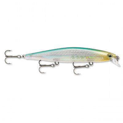 Designed to perfectly mimic the last struggle of a dying minnow, the Shadow Rap® makes tight turns when twitched, turns to look back and then settles to a head down position with a quiver before starting a slow fadeaway dive on the pause. Can be fished almost in place with short twitches, extending the time the lure spends on the strike zone. • Responsive, Tight-Turning Jerkbait Action • Head-Down Flickering Fade-Away on the Stop • Mimics Dying Baitfish • Internal Metallic Plating and Natural Scale Pattern • Translucent Sides with Holographic Inserts and Bone Pattern • Tungsten and Steel Weights for Perfect Balance • Black Nickel VMC® Hooks