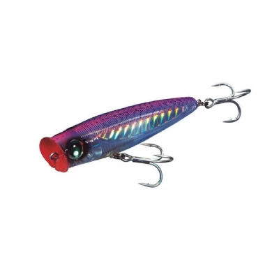 KUNSTAAS YO-ZURI R1070-CPPM SASHIMI 3D The Sashimi 3D Popper™ has an accentuated lip, which is designed to create a big commotion on the surface spitting and popping loudly which is necessary in ocean conditions. This attracts fish from long distances causing aggressive strikes and sure hookups. All eight colors incorporate Ultra Violet paints and attack point on their pectoral fins for added attraction which can only be seen by fish in their natural environment. The Sashimi 3D Popper™ comes in 2 sizes, both of which feature through-wire construction.