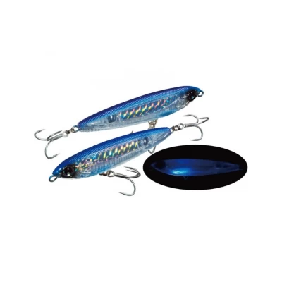 KUNSTAAS YO-ZURI R1072-CPBH SASHIMI 3D The Sashimi 3D Pencil™ offers one the most exciting ways to fish in saltwater; a “Walk-the-Dog” lure that entices big game fish like Stripers and Dorado to attack at the surface. It imitates dying baitfish and has been known to stop your heart when fish attack it with vicious strikes. They come in the most popular colors and Ultra Violet patterns which feature through-wire construction to hold onto the biggest of fish. They also have an internal second chamber that has a loud “cadence” rattle that allow for big fish to locate and eat.