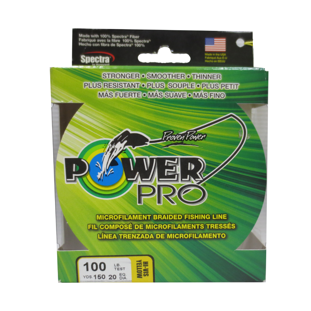 POWER PRO Powerpro Braided Line 150 -Yard Yellow - 100Lb Test : :  Sporting Goods