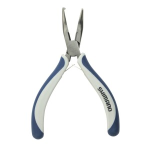 Shimano Brutas Split Ring Pliers are great when working with split rings. They are blue and gray with a black finish.