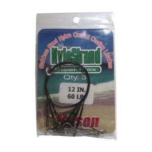 Style: Coated Casting Leaders Size: 12";60Lb Quantity:3 Color:Black
