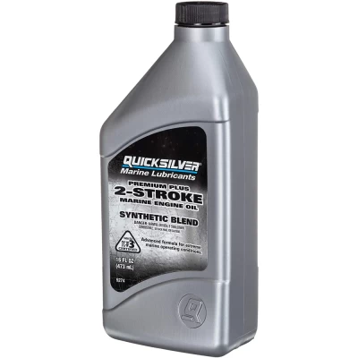 Quicksilver Premium Plus 2-Cycle Oil is a premium oil designed to meet or exceed OEM outboard or personal watercraft manufacturer warranty requirements. It is formulated for use in liquid-cooled, 2-cycle engines with oil injection systems or for premix applications that specify TC-W3 oil.