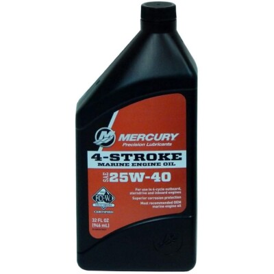 Synthetic Blend MerCruiser Engine Oil This 25W-40 oil provides warranty protection for Mercury MerCruiser engines, and exceeds all 4-cycle sterndrive and inboard engine