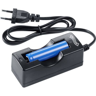 Walther Li-ion charger with 18650 battery Compact and powerful charger for Li-ion 18650 battery. With a 18650 battery CR123 Lithium batteries must be replaced, you can use two. Highlights & Details Battery capacity 2200 mAh 3.7 V Facts Suitable for Walther torches: TGS 20, 40, 60, TGS60r, TGS TGS TGS 80, MGL 1000 X2, MGL 1100 X2, RLS 400, RLS 450, SSL