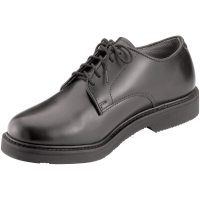 Rothco 5085 Military Uniform Oxford Shoes. The military dress shoes are designed with a slip and oil resistant outsole for superb traction and a removable cushion insole for added comfort. Lined with cambrelle material, the oxford shoes will absorb moisture to keep your feet dry. In addition, the soles of the uniform shoes are fully stitched and feature a steel shank to relieve stress on your legs. The oxfords are made with traditional Goodyear welt for improved durability and lifespan. Brand Rothco Military Uniform Oxford Leather Shoes Leather Military Uniform Oxfords Slip And Oil Resistant Outsole For Greater Traction Removable Cushion Insole For Added Comfort Fully Stitched Sole And Steel Shank Moisture Absorbing Cambrelle Lining Keep Your Feet Dry Traditional Goodyear Welt Provides Improved Durability And Lifespan Imported MPN 5085