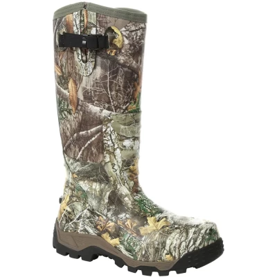 The RockyĀ® Sport Pro Snake is a versatile boot that takes the comfort and versatility of a rubber boot and adds 16 inches of snake proof protection. This boot made in Realtree EDGE is built with features like an aggressive multi-directional dual-density outsole, vulcanized rubber foot with added protection over key wear areas, and a 5mm neoprene shaft that resists tears from thorns and briars. Add to this a removable PU footbed with memory foam, an expansion fit calf for a more universal fit, and tested snake proof protection and you have yourself a qualified boot that is built to survive any environment. The RockyĀ® Sport Pro Snake offers maximum protection and unbelievable comfort. Removable PU Footbed Steel shank 16 inches of snakeproof protection Rubber outsole Vulcanized Rubber Construction Realtree Edge Camo Rocky Briar & Thorn Guard