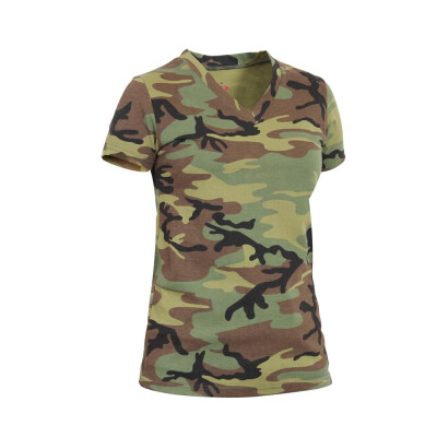 Rothco's Women's Long Length Style V-Neck T-Shirts are designed similar to our longer length camo tee's for a more comfortable and flattering fit that extends past the waist with a V-Neck style collar. The V-Neck style camo t-shirts feature a cotton poly material and they are perfect with a pair of jeans or Rothco's Booty Short Collection. Rothco's Camo T-Shirts are also great for screen printing too!