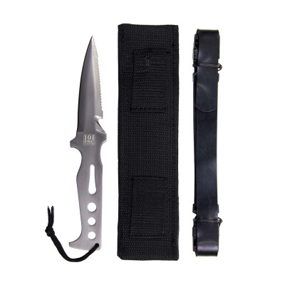 Diving knife made of 100% metal with plastic sheath