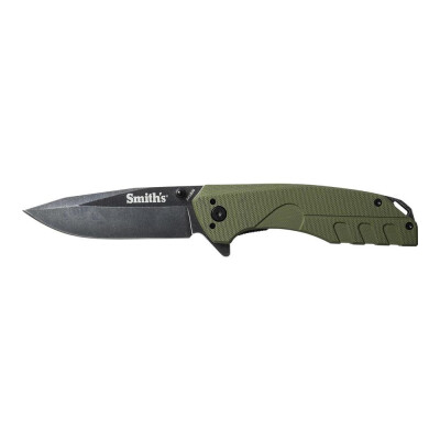 The Smith’s Battleplan knife is a tactical knife available in Black, Desert Tan and OD green. This knife features a stainless Black blade, ambidextrous thumb studs, reversible pocket clip, a lanyard hole for easy carry and much more.