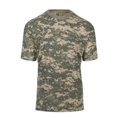 Top quality camouflage t-shirt with short sleeves and round neck. Made from 100% cotton