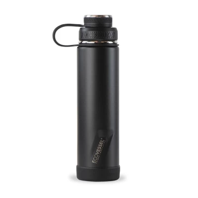 THE BOULDER is our flagship model of thermal bottles that will keep your drinks hot or cold all day. Made of Premium 18/8 Stainless Steel, it features our TriMax triple-insulated technology and keeps the temperature of your drinks hot for up to 60 hours and cold for up to 12 hours. The lid with Reflecta⢠technology is insulated and coated with stainless steel, improving temperature conservation and preventing beverages from coming into contact with plastic. This double-opening lid has a wide mouth for easy recharging and washing and features a silicone ring for your convenience. The THE BOULDER thermal bottle includes a removable stainless steel filter for tea, fruit or ice cubes. Silicone coverage absorbs impacts from possible everyday drops. PLUS, when you choose a reusable EcoVessel bottle, you help reduce plastic consumption around the world. Take your EcoVessel THE BOULDER bottle with you without fear of it spilling and stay hydrated all day.