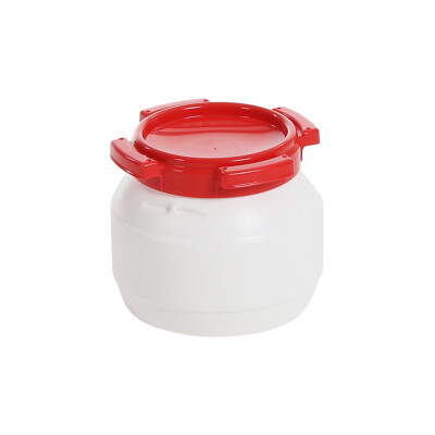 Plastic wide neck drum - 3.6 liters (Ø 198 x H 171 mm) - food safe. With four shell handles on the edge of the lid. The filling opening with Ø 136 mm ensures optimum ease of use. The barrel is airtight, vapor-tight and liquid-tight thanks to the hermetically sealing screw cap.
