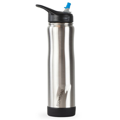 EcoVessel’s Summit bottle keeps you hydrated with one-handed, tilt free drinking. The Summit offers 36 hours of cold with TriMax Triple Insulation. The stainless steel outer is durable and features an ergonomic shape for an easy hold, comfort grip. Additional features include a convenient flip spout, a silicone straw, a silicone bumper, and a soft touch carry handle.