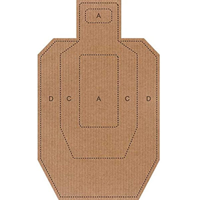 IPSC Objectives - Official USPSA / IPSC CARDBOARD Objective White on one side and brown on the reverse. NOTE: The lines are only used to show the score. Targets are just drilled. Size: 12x 18 inches.