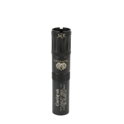 Carlson's Cremator Non-Ported Choke Tube, 12ga. Crio/Crio Plus, with wrench. Perfect for waterfowl hunting, the non-ported Cremator series of choke tubes are constructed from durable steel and carry a black finish. Available in Close, Mid, and Long Range constrictions, these choke tubes offer amazing performance by utilizing Carlson's Triple Shot Technology (TST) which delivers denser patterns, creates less flyers, and reduces pellet deformation. This Cremator series choke tube is designed with a 25% longer parallel section for tighter and more dense patterns. This choke tube includes a standard choke wrench. This product is covered with a lifetime warranty, made in the USA, and will provide added performance shot after shot.