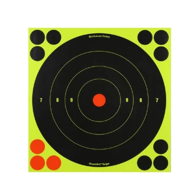 The Birchwood Casey Shoot-N-C Bullseye Target is designed with black bullseye target on neon green background to offer perfect focus. It provides an incredibly long range sighting with the aid of hits which are highlighted by neon green "halo". This target comprises of 228 pasters to outspread the target life.