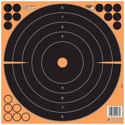 EZ-Aim Adhesive Splash 12 inch Bullseye Target by Allen See Your Shot Impact Neon Color Shows Impact Made with Bright Inks Adhesive Backed So You Can Attach the Target to Most Any Cardboard, Plywood Target Stand, or Steel Target. Made in USA