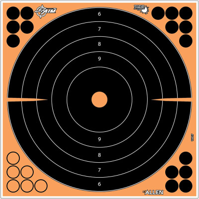EZ-Aim Adhesive Splash 12 inch Bullseye Target by Allen See Your Shot Impact Neon Color Shows Impact Made with Bright Inks Adhesive Backed So You Can Attach the Target to Most Any Cardboard, Plywood Target Stand, or Steel Targe
