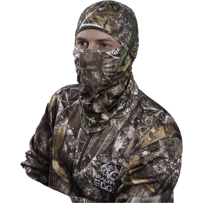 Imported Full coverage balaclava face mask Hood flips down Mesh inlay for breathability One size fits most Real tree Edge department name: unisex-adult mens included components: Hunting Clothing Hats & Headwear material type: Blend sport type: Hunting