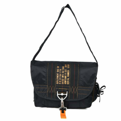 This Parachute Style Messenger Shoulder Bag is made of high density nylon material which is durable and water-resistant, ultra lightweight. Metal ripcord latch front with orange nylon web pull. Material: 210T nylon lining Capacity: 11L Size: 15" x 11" x 4" Ultra lightweight Adjustable shoulder strap Dinosaur buckle Reinforced suture Water resistant