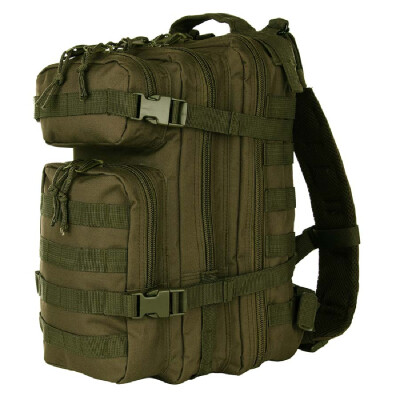 Backpack assault made of 100% nylon Capacity 25 liters with various pockets with zipper. Size: 20 x 15 x 41 cm