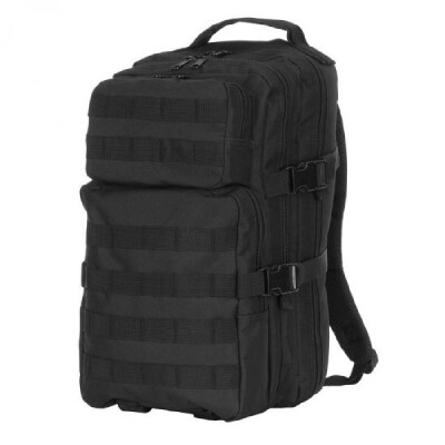 Backpack US Assault, a tough daypack with a capacity of 25 liters. Ideal army backpack for when you go out for a day, for school or on the bike. Made of 100% polyester. Features: – Lightweight backpack – Comfortable back padding – Storage compartment behind the back padding – Comfortable and adjustable carrying straps – Molle on the front and side – 4 zipped storage compartments – Laptop space Backpack dimensions: Front storage compartment: 10 x 19 x 8 cm Front storage compartment: 27 x 20 x 8 cm Front compartment: 40 x 20 x 8 cm Main storage compartment: 46 x 24 x 10 cm