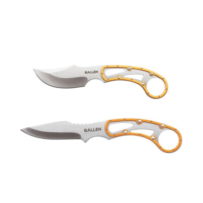 Easily process your harvest and get it prepped to mount with Allen’s Hudson Field Dressing Knife Combo.  The kit includes a 3.5″ skinning knife and a 2.5″ caping knife, both with solid one-piece stainless steel frame construction.  The knives feature machined cutouts and a finger hole for optimal blade control.  Comes with a nylon sheath with belt loop.