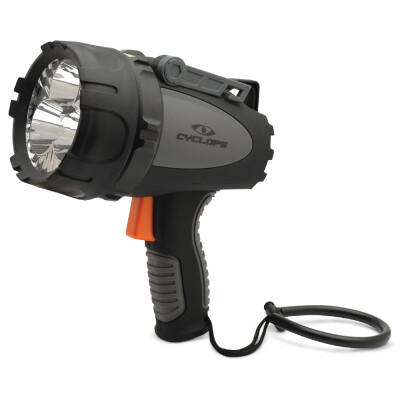 The REVO 4500 is a super bright 3 CREE XPH50.2 45 Watt LED rechargeable battery-powered spotlight. Includes dual function DC 12·24V car charger/adapter (output: DC 9V IA) with heavy-gauge 3m(10ft) coil cord and 5 A fuse tube, which operates from a DC receptacle tor charging battery in sp0tlight or continuous corded operation at 30% brightness
