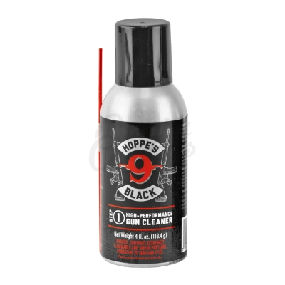 Cleaning hard-to-reach areas of a firearm just got easier using the aerosol version of Hoppe's Black Precision Gun Cleaner and Precision Oil. The included extension tube allows you to quickly dispense the formulas exactly where you want to with the press of a button. Hoppe's Black Precision Gun Cleaner is an advanced cleaning formula engineered to deliver a superior clean to any firearm and removes lead, carbon, and powder fouling from a gun bore. The aerosol version of Hoppe's Black Precision Oil still boasts the extreme temperature range of -65°F to 540°F, so it doesn't gum up on your firearm, so your gun is prepared for any situation. Hoppe's Black Gun Cleaner is designed to clean high carbon levels Hoppe's Black Gun Oil has a wide temperature range of -65°F to 540°F Hoppe's Black Gun Oil will not gum up on a firearm Each formula is available in a 4 ounce can Includes extension tube Made in USA