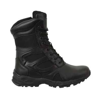 Rothcoās Forced Entry Deployment Boot will provide you with the utmost efficiency while you are in the field. Designed like a running shoe, the combat boot offers optimal comfort and a slip and oil resistant rubber outsole for greater traction while you are on the move. This tactical army boot features a leather collar and denier nylon and suede leather upper with breathable mesh. In addition, the military boot contains an EVA midsole, steel shank, and moisture wicking lining to keep your feet dry. Keep your SWAT boot secured with the rustproof eyelet lace system and the side zipper closure. Running Shoe Comfort With The Durability Of A Military Boot Slip And Oil Resistant Rubber Outsole For Greater Traction And Durability Denier Nylon And Suede Leather Upper With Breathable Mesh Comfortable Leather Collar EVA Midsole And Steel Shank Moisture Wicking Liner To Keep Your Feet Dry Rustproof Eyelet Lace System And Side Zipper Closure Keeps Your Tactical Boots Perfectly Secured