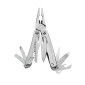 The Leatherman Multitool Sidekick silberfarben is an attractive and affordable tool from the successful Leatherman family. With the classical needle nose pliers as the main tool, is this item your handy companion for daily use. The stainless steel body of the Leatherman Multitool Sidekick silberfarbens combines multiple tools and can easily be attached to the belt so is it always ready to hand. Tools: - 420HC regular straight blade - Can opener - Wire cutter with spring mechanism - Wood/Metal file - Bottle opener - Small screwdriver - Cross-tip screwdriver - Rule (inch/cm) - Mid-size screwdriver - Regular pliers with spring mechanism - Saw - Needle nose pliers with spring mechanism Features: - Detachable belt clip - Handle and body is made of stainless steel - Nylon holster - Accessory: carabiner with bottle opener Measurements: - Length (blade): 6,6 cm - Total length (closed): 9,7 cm - Weight: 198,4 g